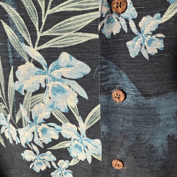 Havana Jack's Cafe 100% Silk Shirt XL Blue Hawaiian Print Tropical Beach Casual - Picture 7 of 10